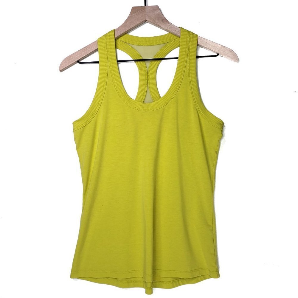 Athleta Topanga Mesh Back Tank Top XS Brat‎ Lime Yellow Racerback